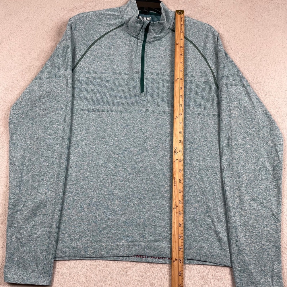 Rhone Quarter Zip Pullover Mens Large Green Celliant Seamless 1/4 Zip Gym Run - Picture 7 of 8